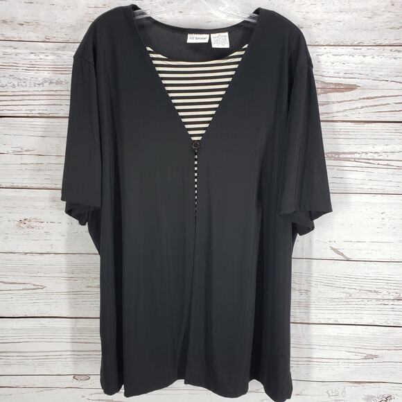 Liz Baker Women's Black Slinky Striped Layer Top Size 2X - Picture 1 of 10